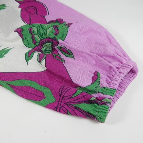 Caroline Constas Twist Front Crop Top & Midi Skirt SET L Linen Blend Floral NEW - Picture 12 of 14